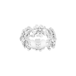 Ring i rhodineret sølv med blomster Siersbøl 106 008